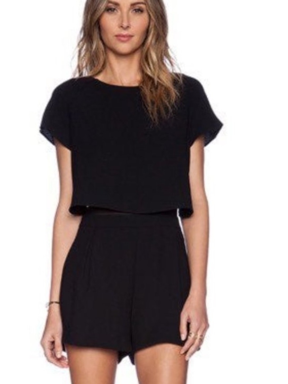 Sam Edelman Cap Sleeve Shorts Romper Black Sz 2